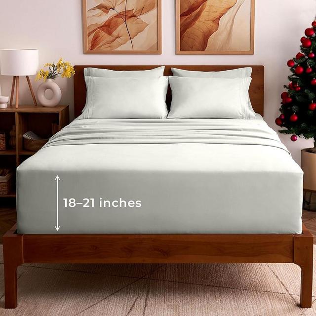 Mellanni Full Sheet Set - 6-Piece Iconic Collection Bedding, (Including 4 Pillowcases), 21-Inch Extra Deep Pocket, Easy Care, Ultra Soft, Cooling Sheets, Brushed Microfiber - Ivory
