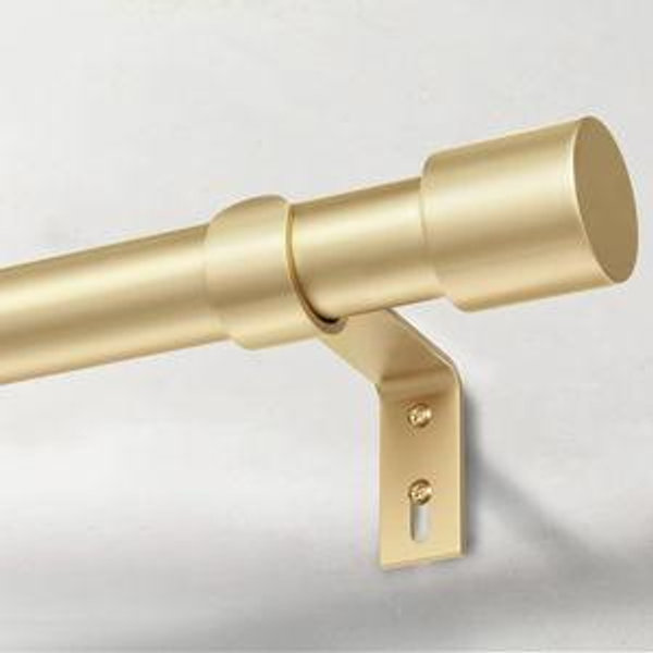 Heavy Duty Curtain Rods for Windows 72 to 144 Inch, 1 Inch Gold Curtain Rods for Outdoor, Farmhouse, Bedroom, Kitchen, Living Room, Adjustable Easy Install Drapery Rod (A2,Gold,30"-150")