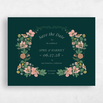 Dark Emerald, Green Wedding Save the Date - Pomeroy Landscape