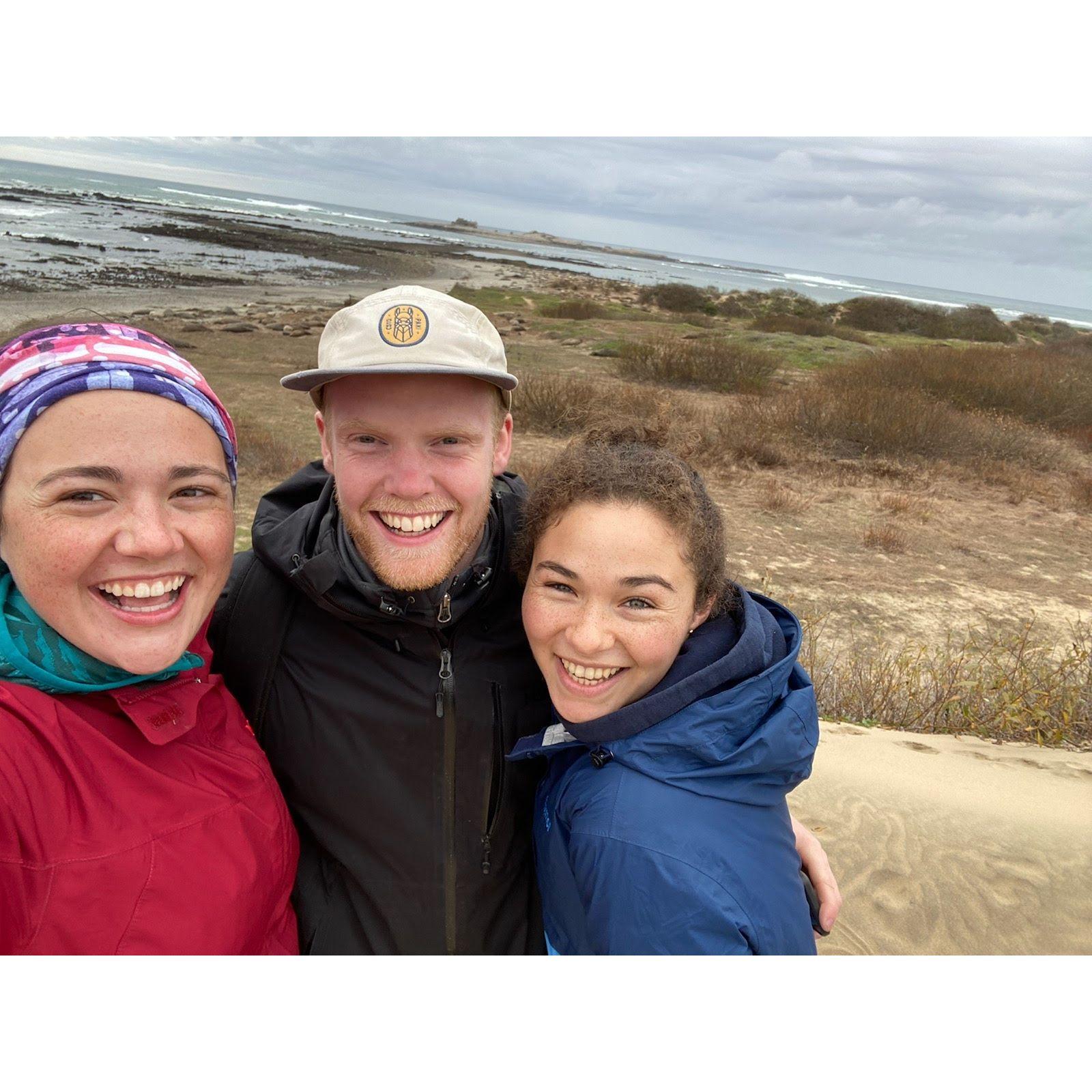 Annika, Ryan, and Michelle and Ryan at Ano Nuevo State Park, Santa Cruz - Jan 2020