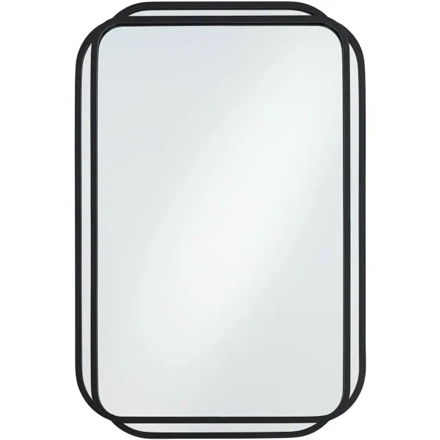 Uttermost Double Radius Matte Black 24" x 36 1/4" Wall Mirror