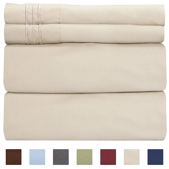 Full Size Sheet Set - 4 Piece - Hotel Luxury Bed Sheets - Extra Soft - Deep Pockets - Easy Fit - Breathable & Cooling Sheets - Wrinkle Free - Comfy – Beige Tan Bed Sheets - Fulls Sheets – 4 PC