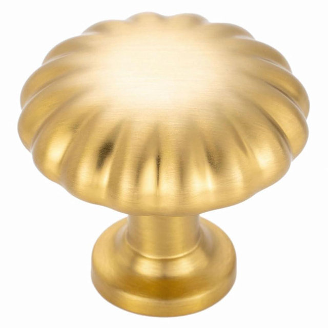 BEROSSA Brushed Gold Cabinet Knobs Gold Drawer Knobs, 10 Pack 1-1/4 Inch, 2510 Single Hole Cabinet Pulls for Kitchen Cabinets Drawers Bedroom Dresser Cupboard Bathroom Vanity