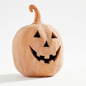 Terracotta Jack O Lanterns, Large Pumpkin, Terracotta