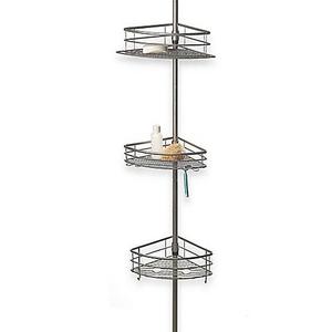 Oversized 3-Tier Pole Shower Caddy in Chromed Steel