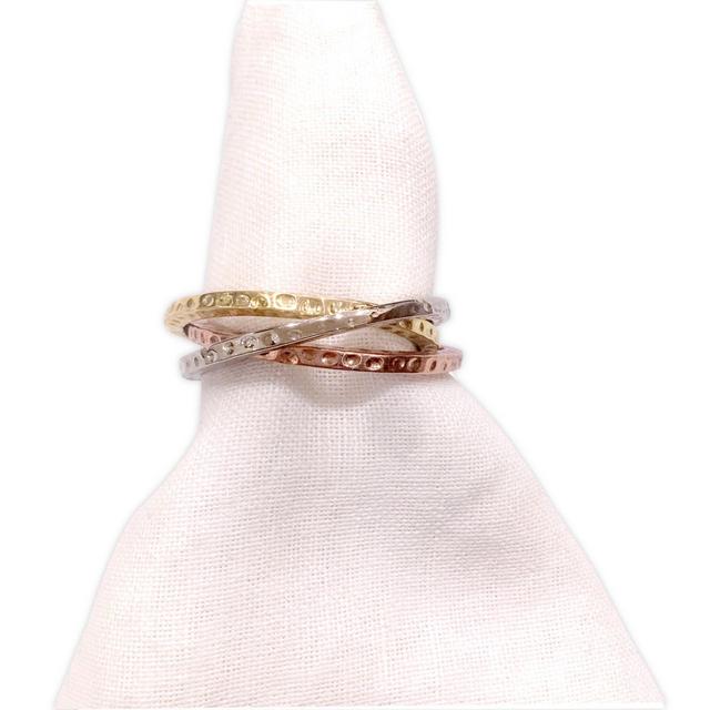 Leila's Linens 3-Ring Hammered Brass Napkin Ring