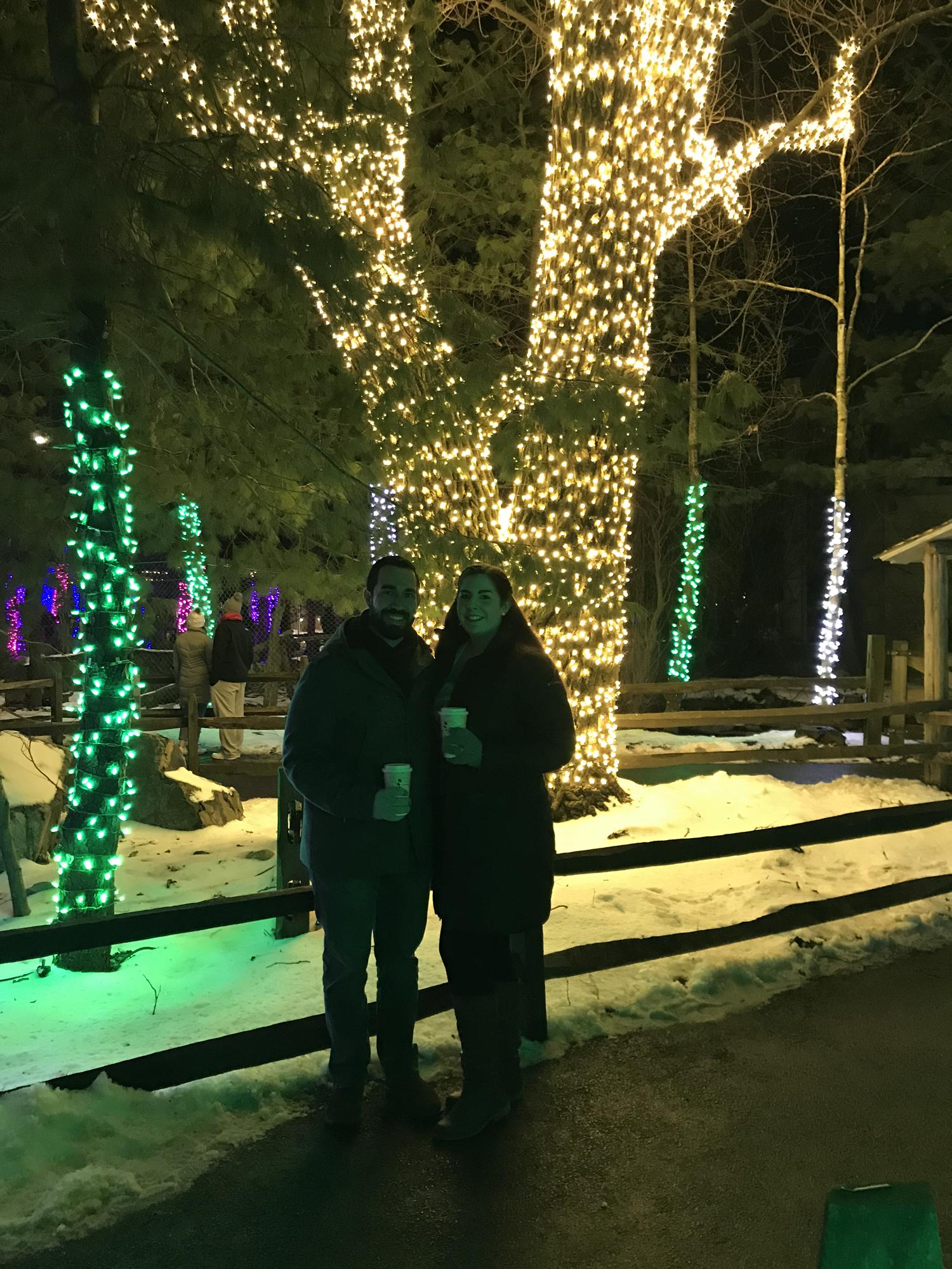 One of our first dates, Zoo lights at Stone zoo!