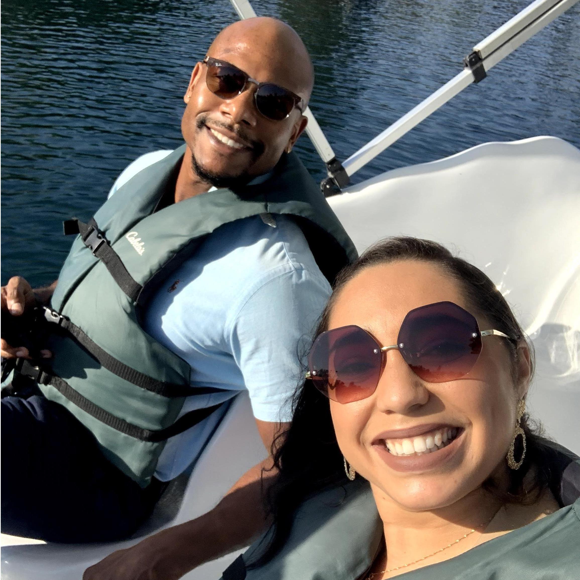 Swan boats in Echo Park Lake
