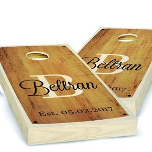 Family Established Stained Cornhole Set With Bags - Cornhole Set - Stained Cornhole Set - Monogram Cornhole Set - Family Established Set - Etsy