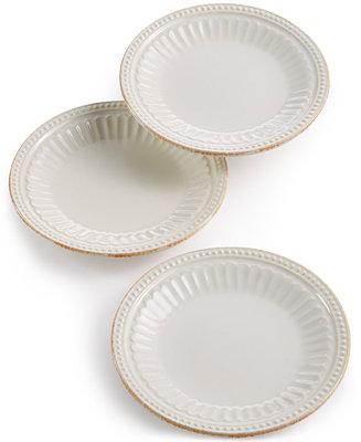 French Perle Groove Collection Stoneware 3-Pc. Mini Plates Set