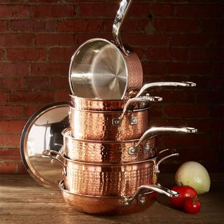 Martellata Tri-Ply Copper 10-Piece Cookware Set