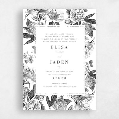 White Wedding Invitation - Trèfle Portrait