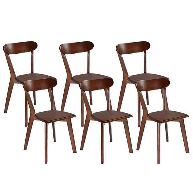 DELAVIN Soild Wood Dining Chairs Set of 6, Mid Century Oak Wood Kitchen Chairs, Vintage Dining Room Chairs Set Suitable for Kitchen, Walnut
