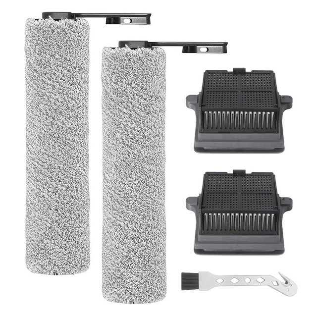 Accessory Set for Tineco iFLOOR 5 Breeze Complete Wet/Dry All-in-One Vacuum Cleaner Replacement Parts, 2 Brush Rollers + 2 Filters + 1 Cleaning Brush