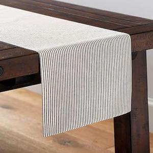 Wheaton Stripe Table Runner - Charcoal