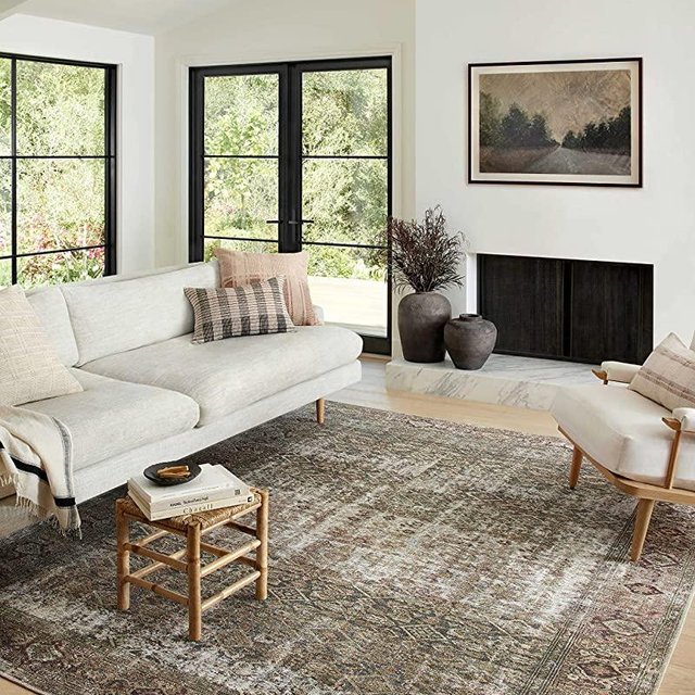 Amber Lewis x Loloi Georgie Collection GER-07 Moss / Salmon 7'6" x 9'6" Area Rug
