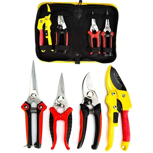 KOTTO 4 Packs Pruner Shears Garden Cutter Clippers, Stainless Steel Sharp Pruner Secateurs, Professional Bypass Pruning Hand Tools Scissors Kit with Storage Bag