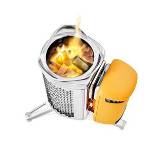 BioLite CampStove 2- Wood-Burning Small Lightweight Stove, USB FlexLight, Fire Starter, Generates 3W of Electricity for USB Charging Using Excess Heat, 5 x 5 x 8.3 Inches, Silver/Yellow (CSC1001)