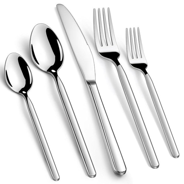 Hiware Premium 40-Piece Silverware Set for 8, Stainless Steel Flatware Cutlery Set with Forks, Knives, Spoons, Durable and Elegant Design Utensils Tableware - Heavy Duty, Dishwasher Safe
