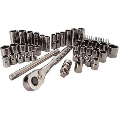 CRAFTSMAN 51-Piece Standard (SAE) and Metric Combination Gunmetal Chrome Mechanics Tool Set (3/8-in)