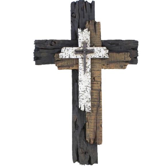 Rustic Multi Layered Weathered Wood Look Cross