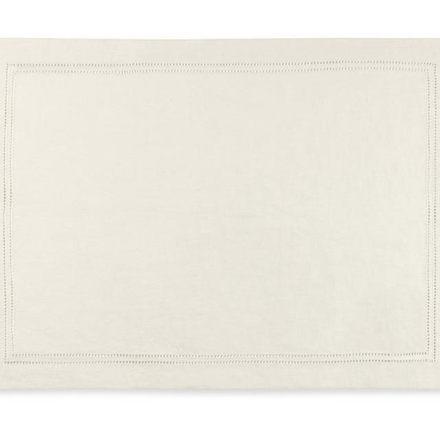 Linen Double Hemstitch Place Mats, Set of 4, Cream