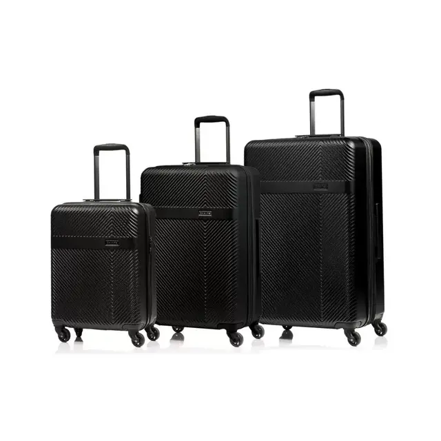 CHAMPS Grid 28 in.,24 in., 20 in. Black Hardside Luggage Set with Spinner Wheels (3-Piece)