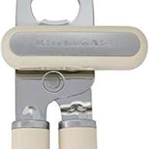 KitchenAid Classic Multifunction Can Opener and Bottle Opener Easy to Use, Razor Sharp Stainless Steel Cutting Wheel, Soft Ergonomic Handles, Almond Cream