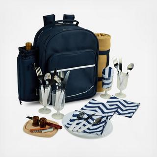 4-Person Bold Chevron Picnic Backpack with Blanket