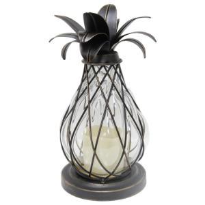 12.5 in. Aged Bronze LED Candle Pineapple Lantern