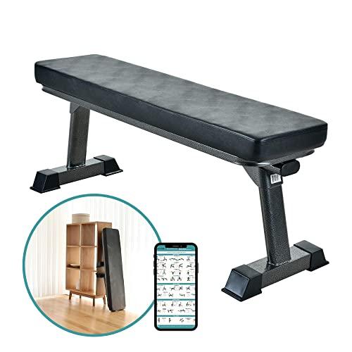 Finer Form Gym Quality Foldable Flat Bench for Multi-Purpose Weight Training and Ab Exercises