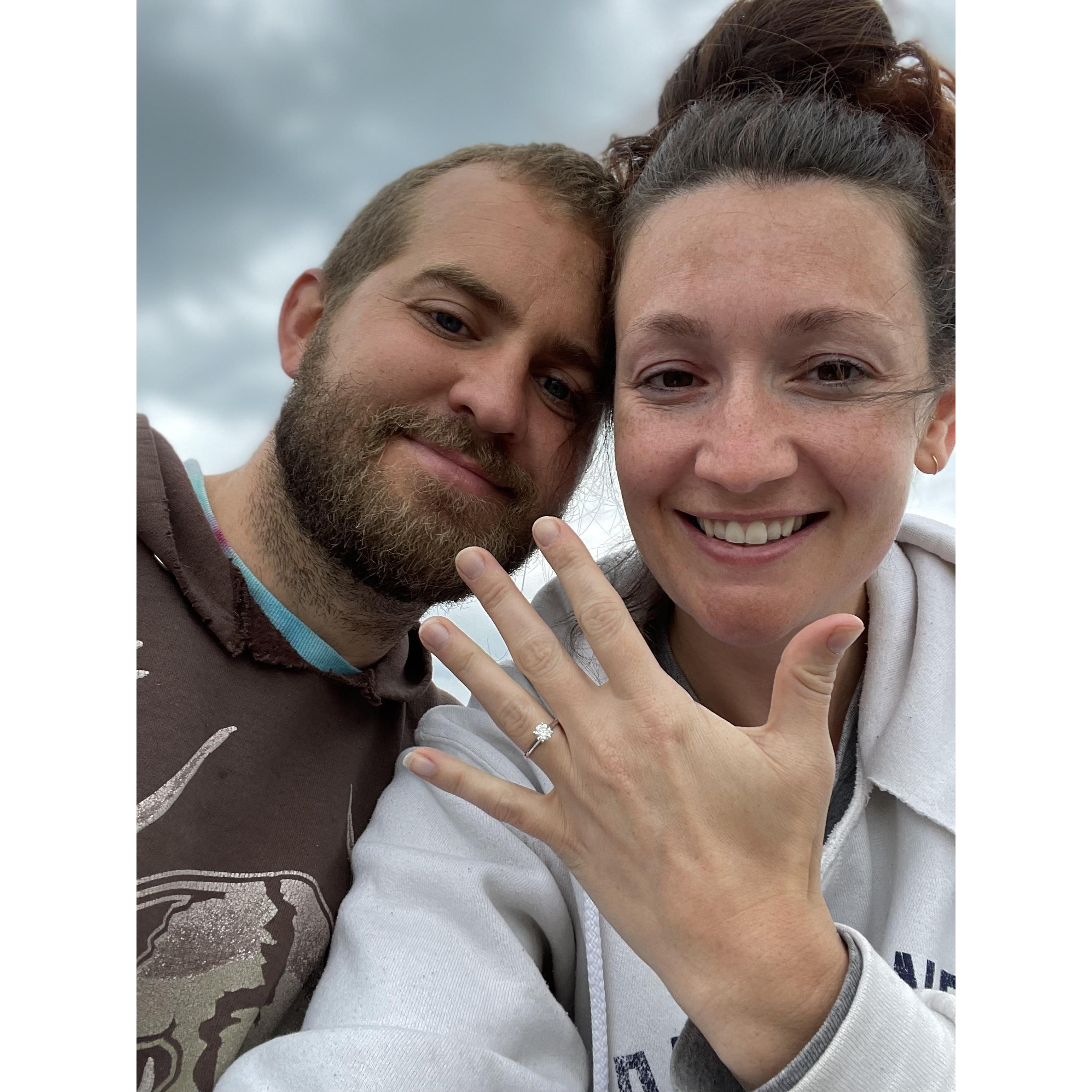Right after Adam proposed. First thing in the morning, on Pelican lake.