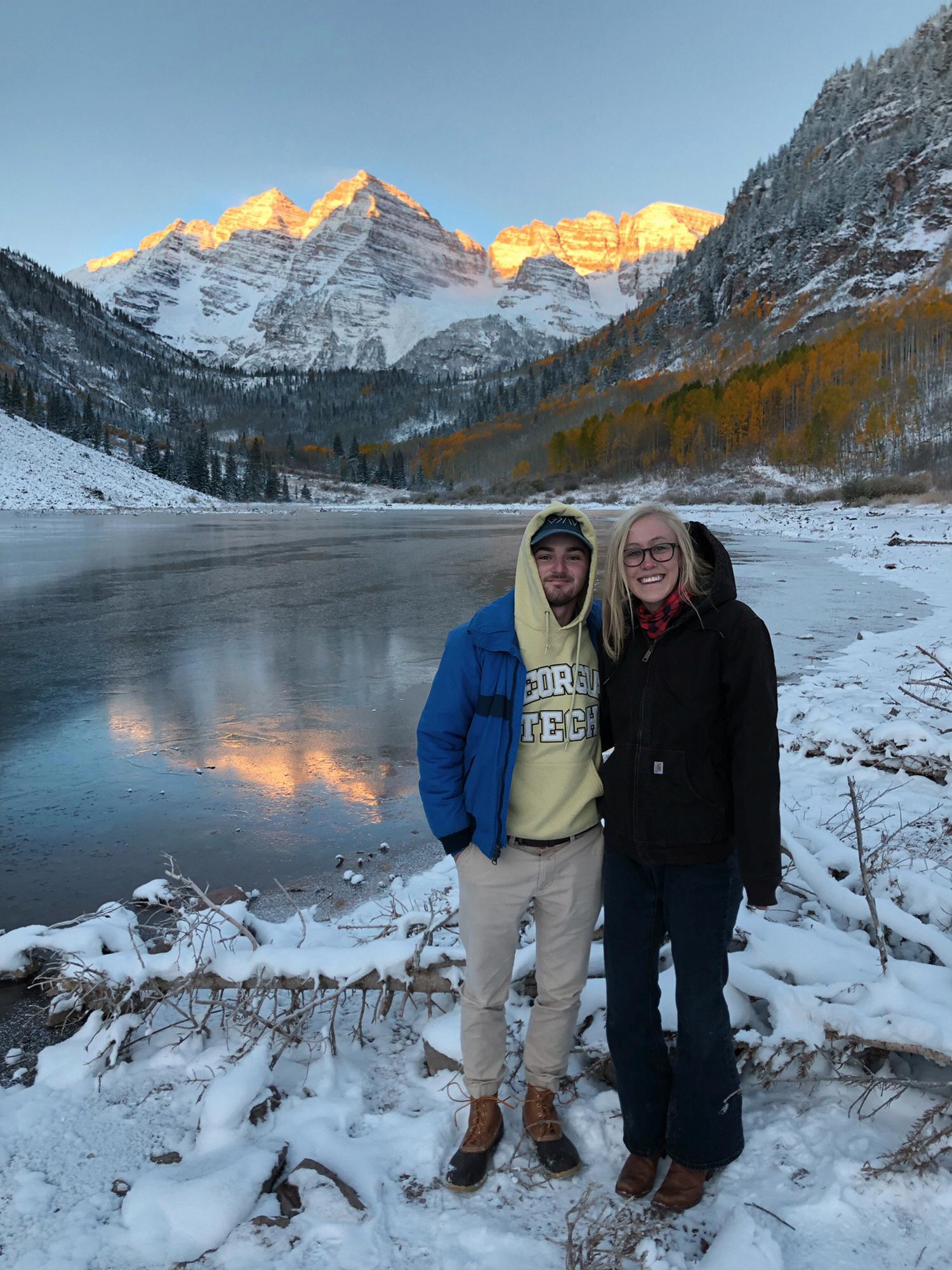 Liam's first visit to see Hannah at college. Maroon Bells, Aspen, Colorado