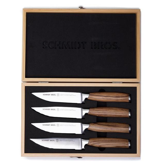 Schmidt Brothers Zebra 4-Piece Steak Knife Set, Wood