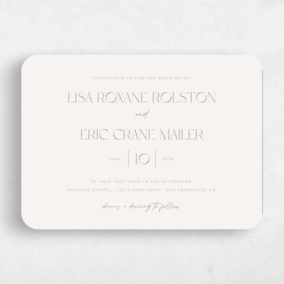 Beige Rounded Wedding Invitation - Papyrus Landscape