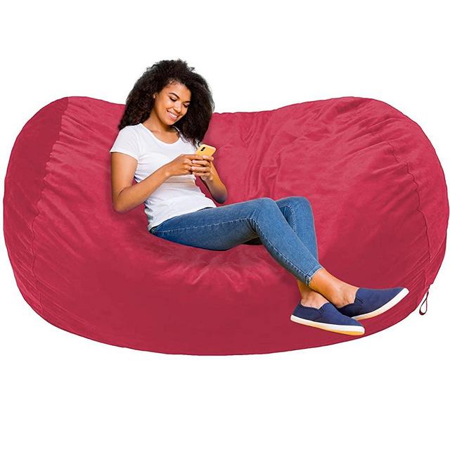 Amazon Basics Memory Foam Filled Bean Bag Lounger with Microfiber Cover - 6', Pink
