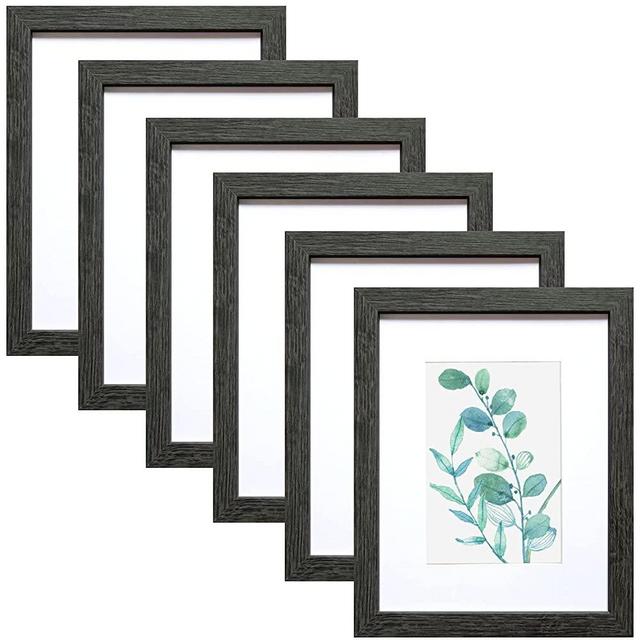 8x10 Picture Frame Dark Gray Set of 6, Display Pictures 5x7 With mat or 8x10 Without Mat