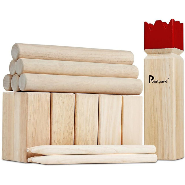 Pointyard Kubb Yard Game Set, Kubb Game Set with Carrying Bag - Wooden Toss Game Set for Outdoor Lawn Teenagers Adults Family