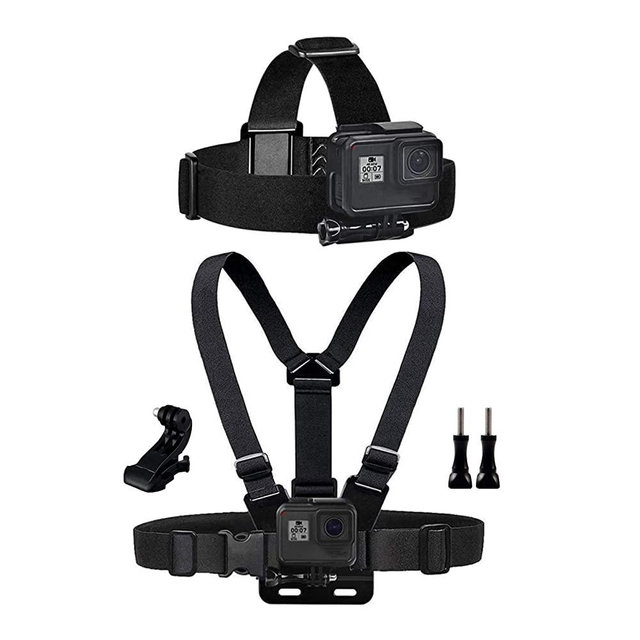 Chest Mount Harness Chesty Vest Head Mount Strap for Action Camera Compatible with GoPro Hero 9, 8,Max,Go Pro Hero 7, 6, 5, 4, Session, 3+, 3, 2, 1, Hero (2018), Fusion, DJI Osmo,AKASO