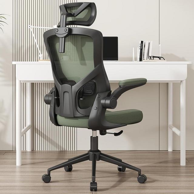 CYKOV Ergonomic Office Chair with Adjustable Headrest & Lumbar Support - High Back Desk Chair with Flip-Up Arms, 360 Swivel Executive Computer Task Chair