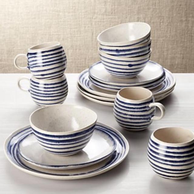 Lina Blue Stripe 16-piece Dinnerware