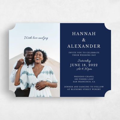 Blue Ticket Wedding Invitation - Havasu Portrait