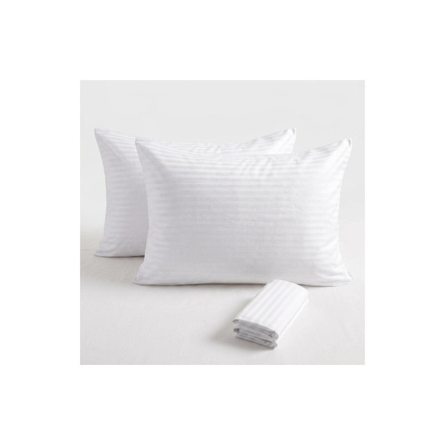 Faunna 600TC 100% Cotton Pillow Protectors Oeko-TEX, Silent Zipper, Hotel-Grade, White Upgrate White-2pack Standard
