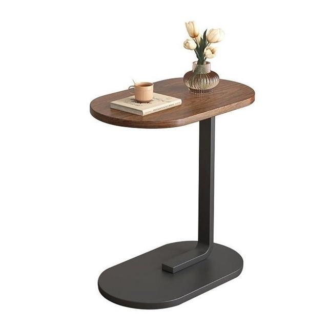 MEWWO C Shaped End Table, Sofa Side Table Adjustable Height C-Shaped Coffee Table for Couch and Bed, 360°Swivel TV Tray Table End Table for Small Spaces, Living Room, Bedroom (Walnut), Wood
