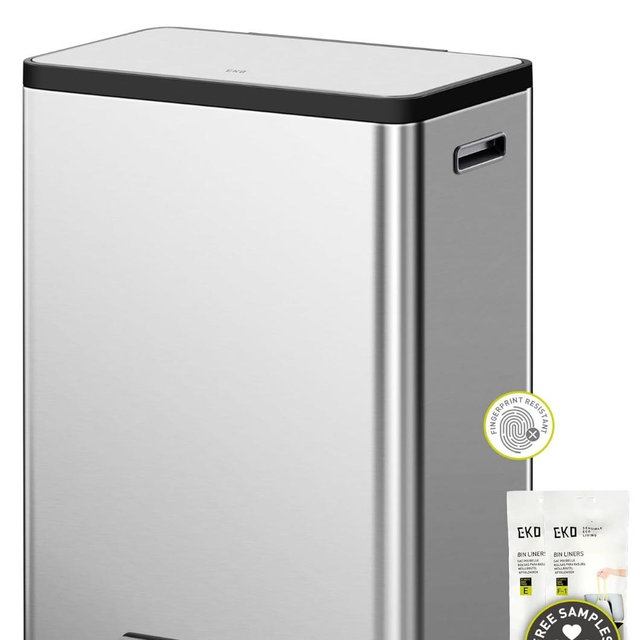 EKO EcoCasa II 36L+24L Dual Trash Can with Recycle Bin, Stainless Steel Garbage Can with Lid, Deodorizer Compartment, Odor-Proof and Fingerprint Resistant