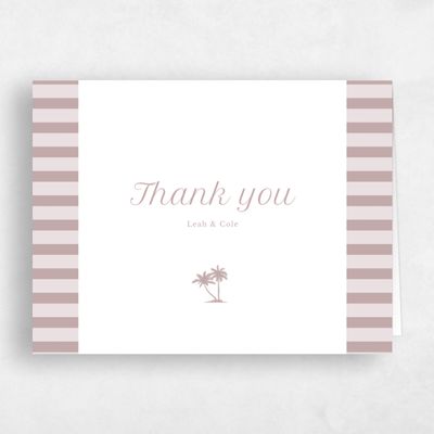 Grayed Mauve, Pink Wedding Thank You - Mauritius Landscape