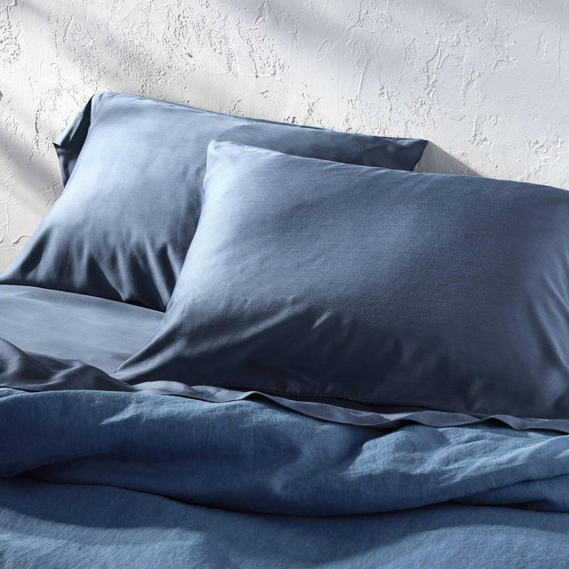 King 400 Thread Count Rayon from Bamboo Pillowcases Dark Mineral Blue - Casaluna™