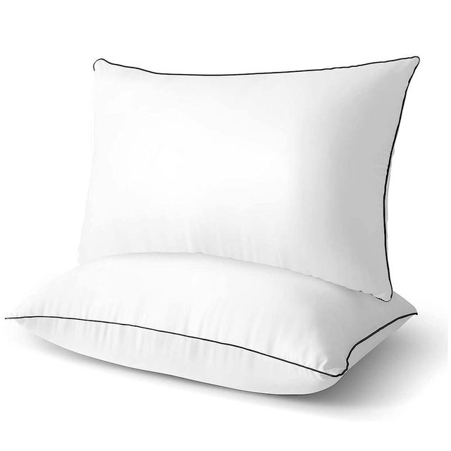 TOPGREEN Organic Goose Feather Down Pillows for Sleeping | Set of 2 Standard Size Feather Pillow Inserts | 100% Cotton Shell, Soft Medium Bed Pillow Core for Stomach, Back and Side Sleepers, 20x26''
