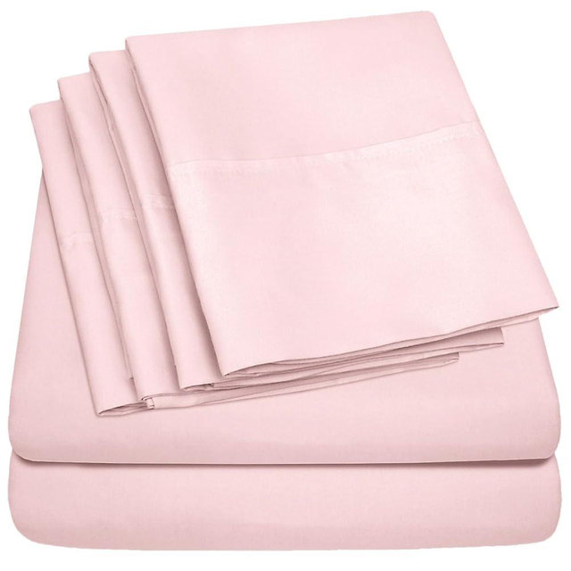 Queen Sheets Pale Pink - 6 Piece 1500 Supreme Collection Fine Brushed Microfiber Deep Pocket Queen Sheet Set Bedding - 2 Extra Pillow Cases, Great Value, Queen, Pale Pink