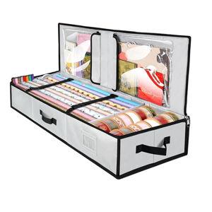 BALEINE Wrappinr g Paper Storage Organizer, 40" Durable 600D Oxford Fabric Gift Wrap Storage Bag with Flexible Partitions foRibbon, Holiday Accessories (Gray)